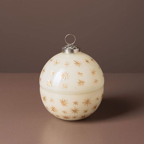 Petite Bougie Boule étoilée 1 Mèche Verre 8cm (1/4)