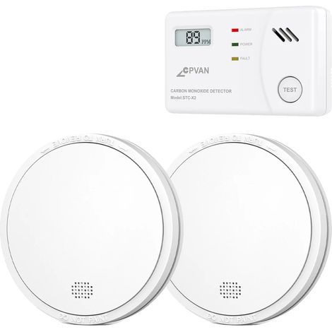 Rauchmelder, 10 Jahre Batterielebensdauer, 85 dB Alarm, 2 Rauchmelder, 1 CO-Melder (1/2)