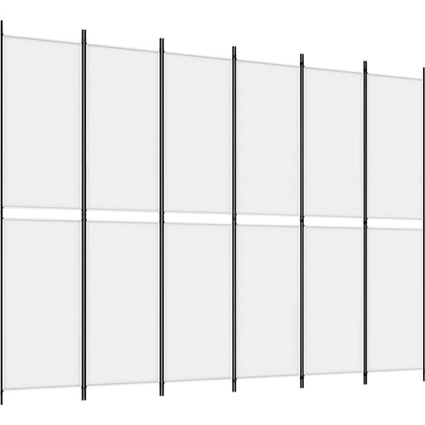 vidaXL Biombo divisor de 6 paneles de tela blanco 300x220 cm (1/2)