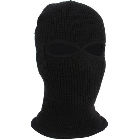 Cagoule intégrale tricotée à 2 ou 3 trous, bonnet d'hiver noir à 2 trous