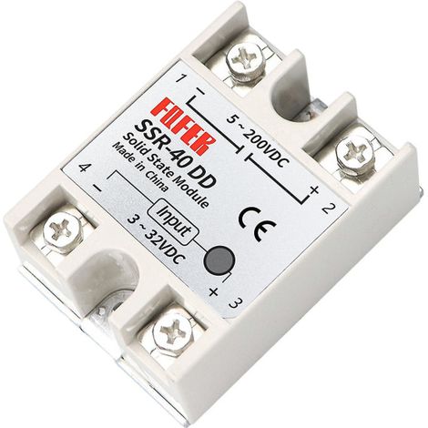 Relais statique 40DD 40A pour courant continu 3-32V 24V-380V, module semi-conducteur pour chauffage de lit et réchauffeur électrique (1/5)