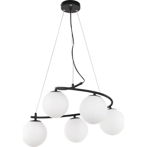 Lampada a sospensione ASLAN Black White E14 C37 5x max 5W L: 120 cm Ø56cm dimmerabile (1/3)
