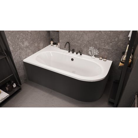 Bañera HILIO IZQUIERDA con faldón negro 150/160/170/180 - Dimensiones: 170cm (1/3)
