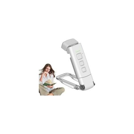 Lampe de lecture avec 3 modes de couleur et 5 niveaux de luminosité réglables  [fonction minuterie et chargement USB] lampe de chevet à pince avec une autonomie de batterie de 80 heures (blanc). (1/4)