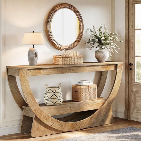 Tribesigns – Table console industrielle 160 cm – Style fermier avec étagères ouvertes – MDF résistant à la déformation – Pour couloir, salon, entrée (1/5)