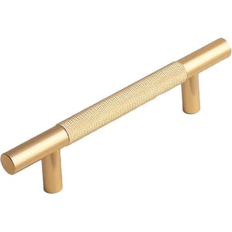 Poignée de meuble de luxe légère, en cuivre doré, moletée droite, pour tiroir ou porte, 96 mm (1/5)