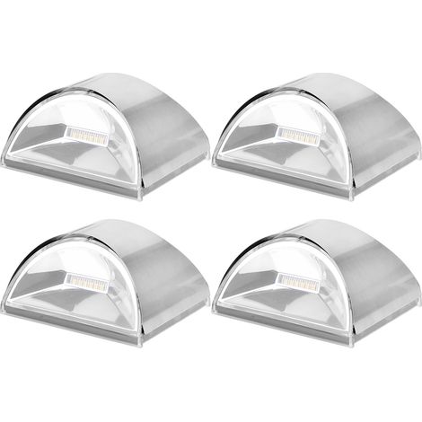 4-teiliges Set Edelstahl-Solar-LED-Wandleuchten mit Lichtsteuerung für Garten- und Hofbeleuchtung (1/5)