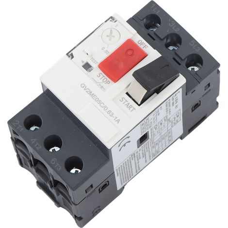 Disjoncteur moteur, démarreur moteur, interrupteur de protection, bouton de démarrage manuel moteur 690 V CA, protection contre les surcharges, montage sur rail, GV2-ME05C 0,63-1 A (1/5)