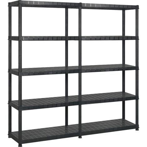 Scaffale portaoggetti a 5 ripiani 170 x 40 x 185 cm Plastica nera 020045702