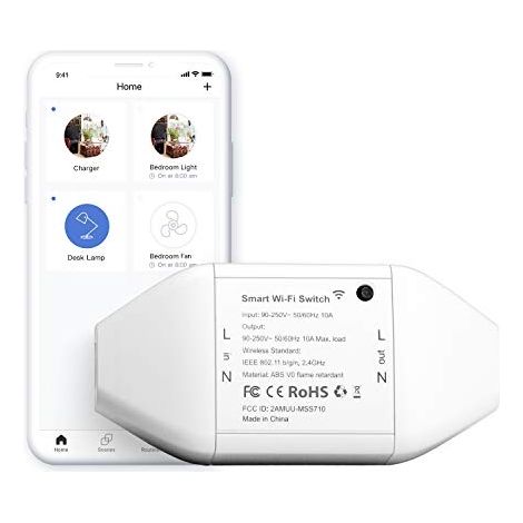 Interrupteur connecté WiFi 10A – Compatible Alexa, Google Home, SmartThings – Programmable à distance – Boîtier ABS ignifuge – Meross (1/3)