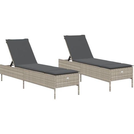 Maison Exclusive - Sonnenliegen mit Auflagen 2 Stk. Hellgrau Poly