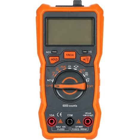 Multimètre numérique RICHMETERS RM113D NCV, 6000 points, sélection automatique de la gamme, mesure de tension AC/DC et de température, lampe torche, rétroéclairage, grand écran et fixation magnétique. (1/5)