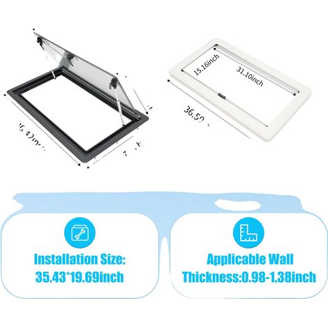 Fenêtre RV, Design de ventilation multi-angle, Construction durable, noir (1/2)