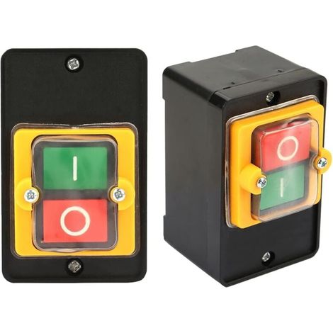 AC220 V/380 V 10 A Interrupteur à pression marche/arrêt étanche pour scie circulaire de table, interrupteur de pression pour perceuse, table de fraisage, perceuse, scie à table, scie à ruban (1/4)