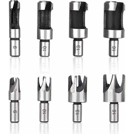Pièces Fraise à Bouchonner Bois, Mèche à Bouchon Bois 6 mm/10 mm/13 mm/16 mm, Acier Carbone Bois Plug Perceuse pour le Travail du Bois, Forets à Bois à Griffe et Coniques (1/5)