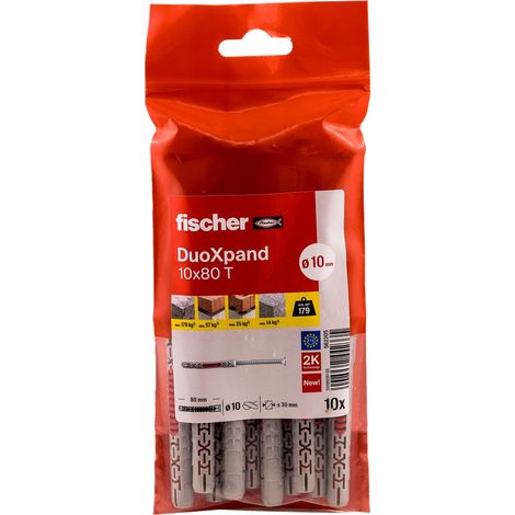 Cheville rallongée DuoXpand 10x80 avec vis à tête fraisée en Acier électrozingué/Sachet de 10 (1/5)