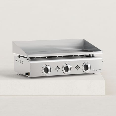 Plancha à gaz 3 brûleurs inox 7,5 kW – Plaque inox massif 6mm – Dimensions 68 x 35 cm – Capacité 6 à 10 personnes (1/5)