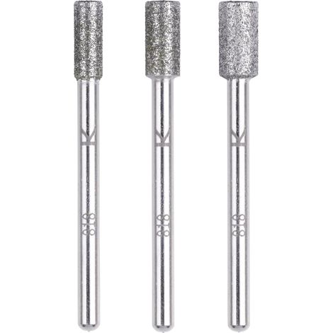 Wolfcraft – Jeu de broches abrasives diamantées cylindriques 3 pcs – Diamètres 4/4,8/5,5 mm – Pour ponçage céramique et verre – Tige 3 mm - W078572 (1/8)