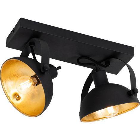 Industrial Ceiling Light Black with Gold 2 Lights Adjustable - Magnax