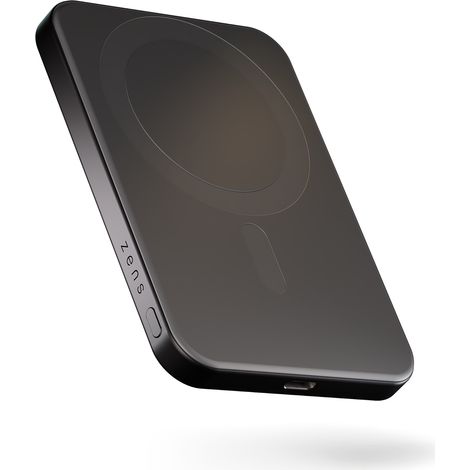 Power bank Zens Slim Qi2 in alluminio - Power bank magnetico da 5000 mAh compatibile con MagSafe e Qi2 (nero) (1/3)