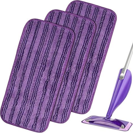 Lot de 3 Choyclit Lingettes Lavables en Microfibre, Tampons de Nettoyage Réutilisables pour Balai Vaporisateur Swiffer Wet Jet, Chiffons de Rechange Épais pour Sol, Voile Absorbant (1/5)