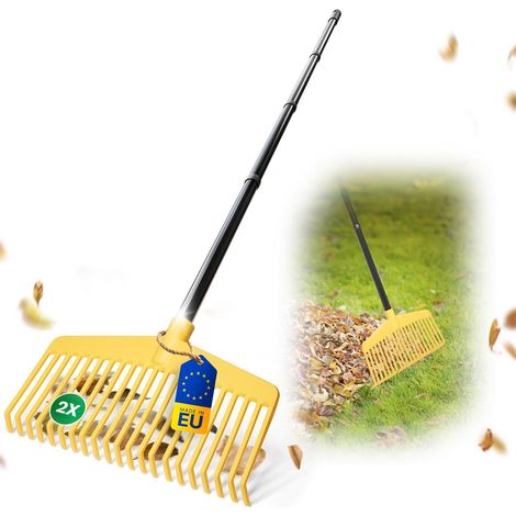 2x Novatool Gartenpflege-Sets Laubrechen mit 4-tlg. Steckstiel