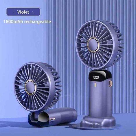 Ventilateur Portatif - Ventilateur Cou - USB Rechargeable - 5 Vitesses - 1800 mAh - 175 g - Violet