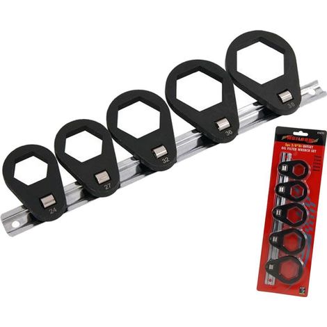 Neilsen 5pc Oil Filter Offset Low Profile Spanner Wrench 24mm - 38mm Set