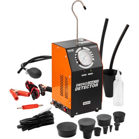VEVOR Detecteur de Fuite de Carburant 2 Modes Air et Fumee, Machine a Fumee Automobile EVAP avec Pompe a Air Integree et Manometre, Testeur de Fuite de Tuyau Voiture pour Systeme d’Echappement