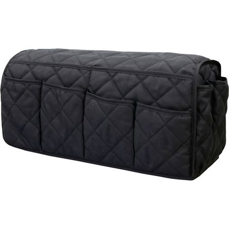Housse de rangement pour accoudoir de canapé noir, organiseur suspendu avec pochettes pour télécommandes TV et accessoires (1/5)