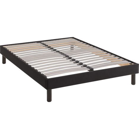 Sommier kit déco noir tapissier pieds inclus - 160x200