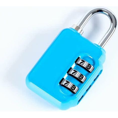 Cadenas à combinaison étanche à 3 chiffres pour salle de sport scolaire, cadenas extérieur pour abri de jardin ou clôture, bleu (1/5)