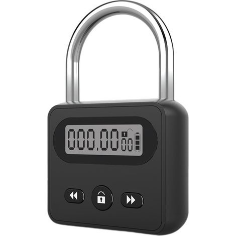 Timer in metallo, tempo massimo 999 ore, ricaricabile tramite USB, display LCD, nero