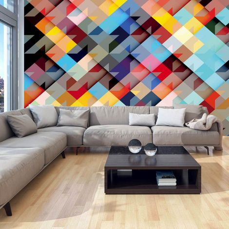 Papier peint patchwork de couleurs - 250 x 175 cm (1/4)