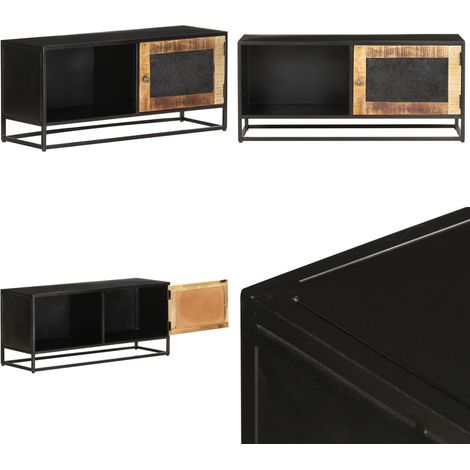 Mueble para TV de madera maciza de mango rugosa 90x30x40 cm - Madera de mango rugosa - Mueble industrial
