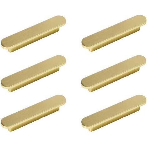 Lot de 6 poignées or, poignée de meuble cuisine, laiton brossé or, entraxe 96 mm, poignées de placard, poignée meuble Crezuo (1/4)