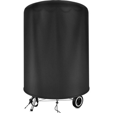 Housse de Barbecue Ronde Résistante aux intempéries - Housse de Barbecue à gaz - Coupe-Vent, UV et imperméable - avec Cordon de Serrage - Noir (1/4)
