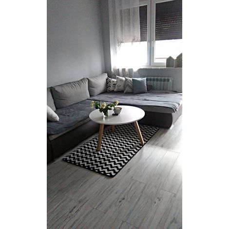 Carpet SKETCH - F561 cream/black - Zigzag white 240x330 cm