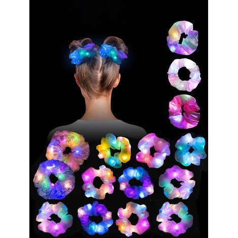 10 zufällig ausgewählte LED-Haargummis, leuchtende Haargummis für Damen, elastisches Satin-Haarband, leuchtende Partyartikel, Muttertagsgeschenk (1/5)