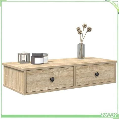 Étagère murale - Chêne sonoma - Bois d'ingénierie - 80 x 34 x 17 cm - 60 kg max (1/5)