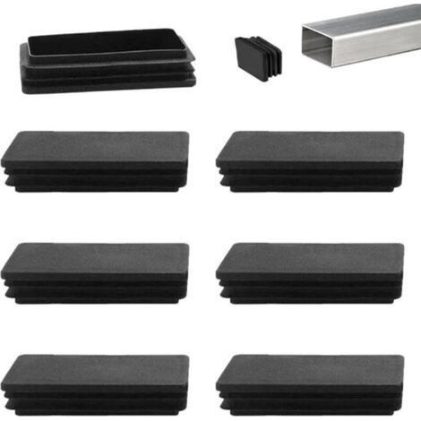 100 x 50 mm schwarze rechteckige Kunststoff-Rohrendkappen für Möbel- und Trampolinbeine, 12 Stück (1/5)