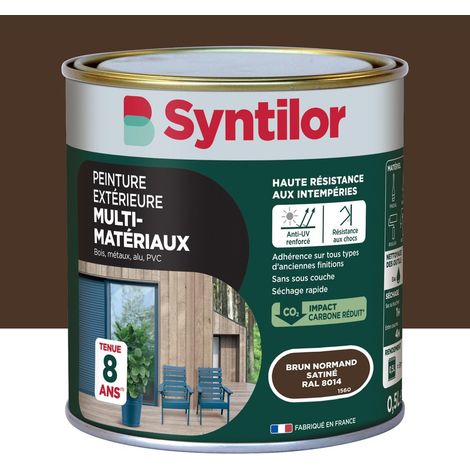 Vernice per esterni per legno, alluminio e PVC. SYNTILOR Marrone Normandia, finitura satinata, 0,5 l SYNTILOR (1/5)