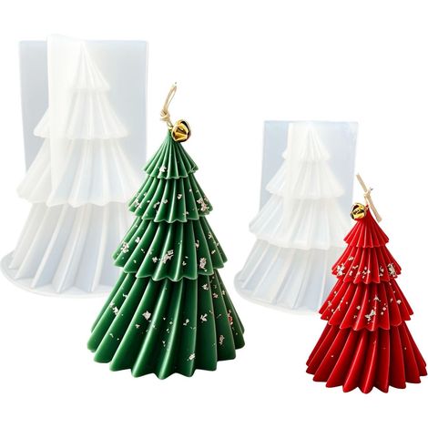 Set of 2 3D Christmas tree silicone molds for epoxy resin (1/5)