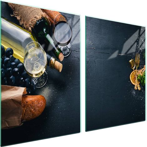 Plaque de protection en verre pour poêle 2x45x52 Vin (1/5)