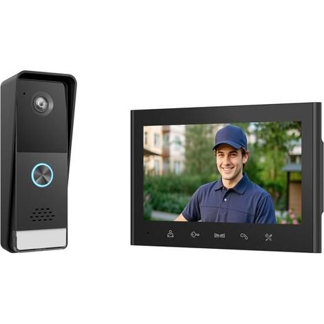 ELRO DV700 Interphone vidéo – Caméra HD 1080P – Fonction d’enregistrement – Écran couleur 7 pouces