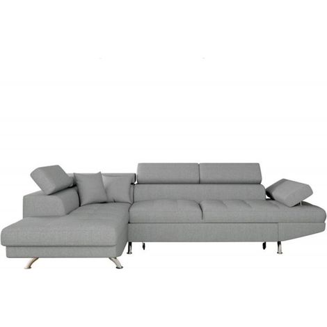 Canapé d'Angle Gauche Convertible "Tyma" 271cm Gris Clair (1/5)