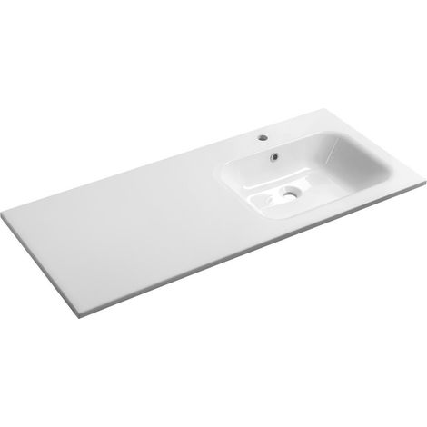 Sapho - Lavabo, 121x52cm, avec trop-plein, trou pour robinetterie, blanc AC121R (1/4)