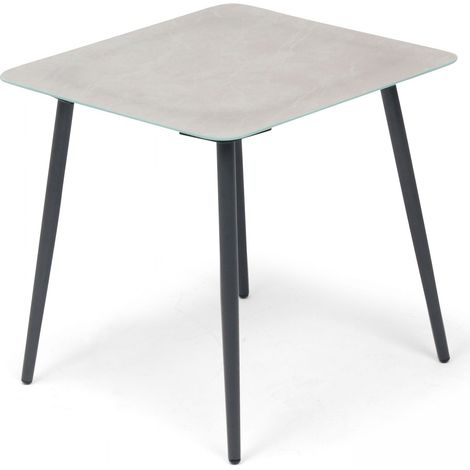 Petite table basse de jardin en acier gris (1/5)