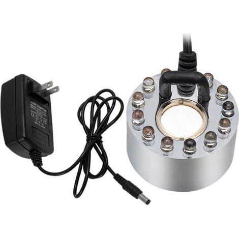 Ultrasonic Mist Maker with 12 20mm Colored LED Lights, 24V Water Fountain Pond Mist Machine, Ultrasonic Mist Maker Fogger for Rock Fish Tank (with Adapter) (1/5)