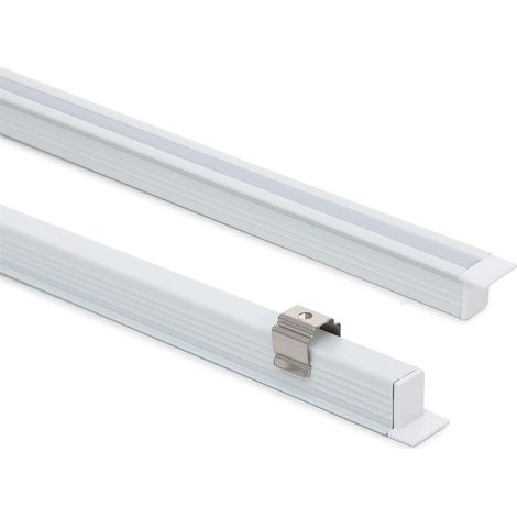 Perfil Aluminio Empotrable 2m para Tira LED hasta 6 mm Blanco 2 m Blanco traslúcido (1/5)
